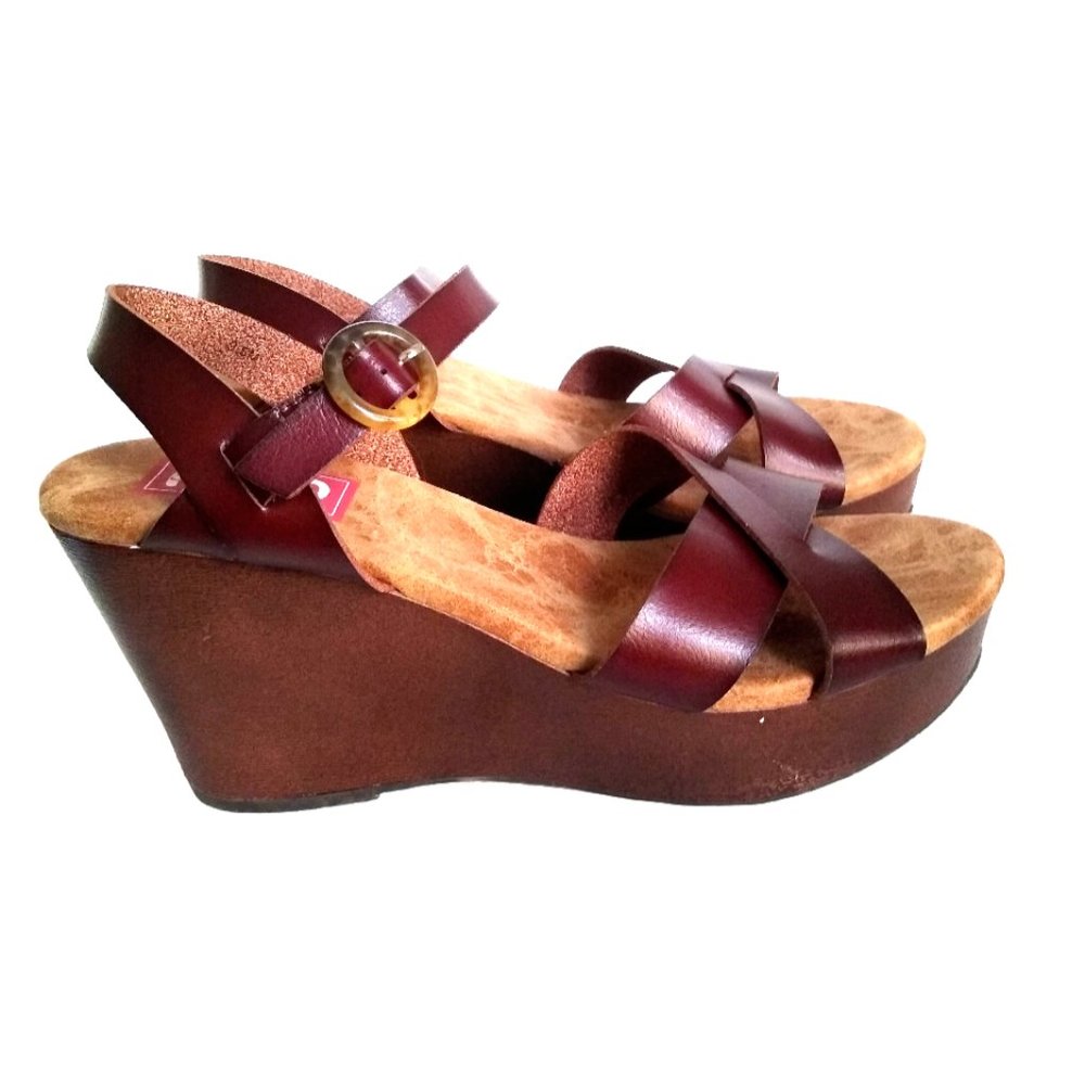 POP Shoes, Women's  Wedge, Size 9.5, Brown, Ankle Strap, Memory Foam